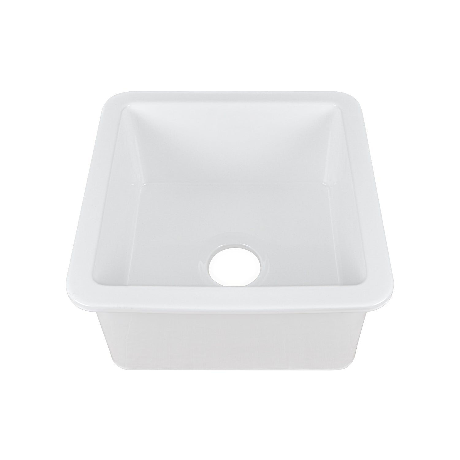 DeerValley Haven 18" Single Bowl Square White Fireclay Large Capacity Undermount or Topmount Farmhouse Kitchen Sink With Basket Strainer Drain and Grid