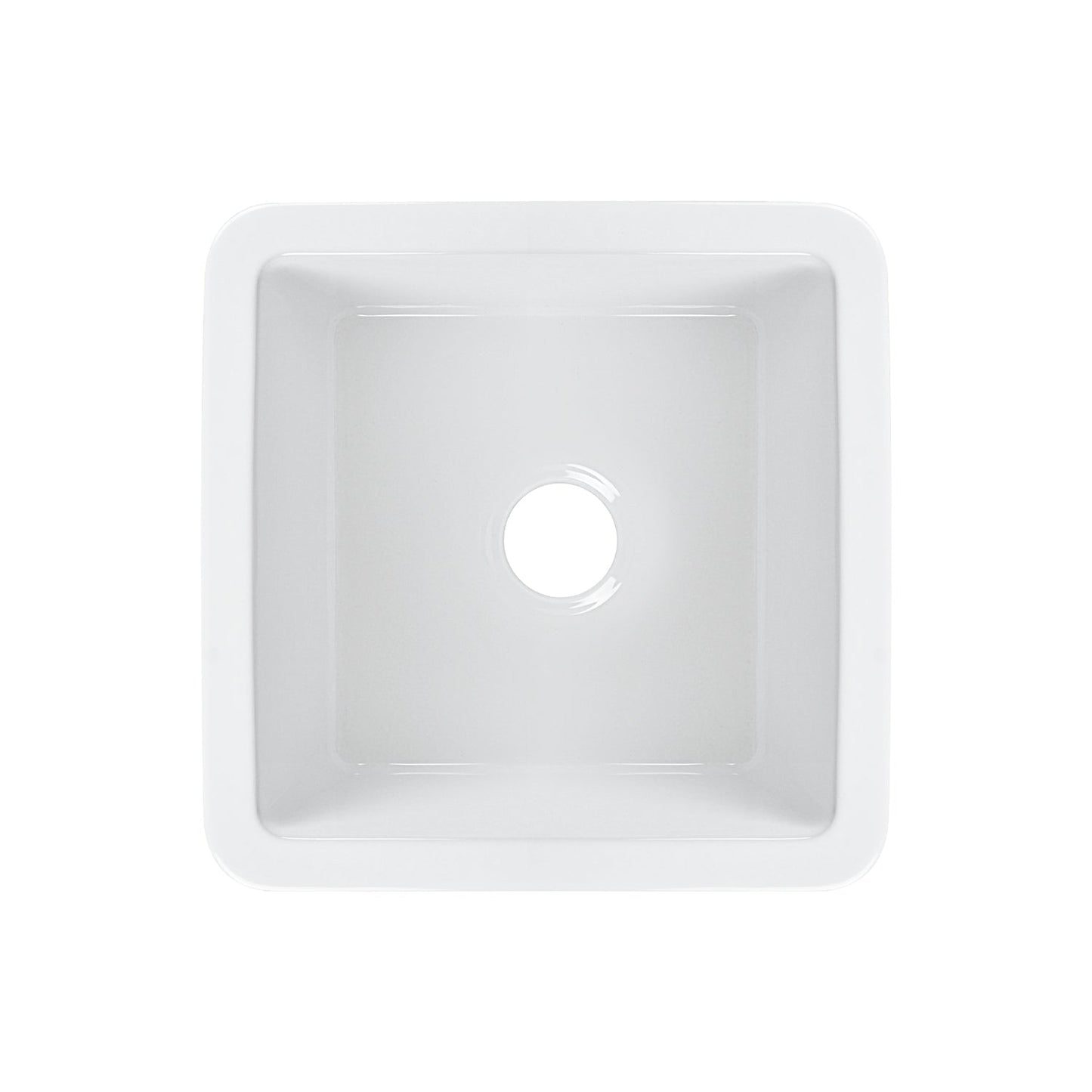 DeerValley Haven 18" Single Bowl Square White Fireclay Large Capacity Undermount or Topmount Farmhouse Kitchen Sink With Basket Strainer Drain and Grid