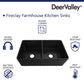 DeerValley Nova 33" Double Bowl Rectangular Black Seamless Farmhouse Kitchen Sink With Basket Strainer Drain and Grid