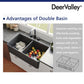 DeerValley Nova 33" Double Bowl Rectangular Black Seamless Farmhouse Kitchen Sink With Basket Strainer Drain and Grid