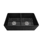 DeerValley Nova 33" Double Bowl Rectangular Black Seamless Farmhouse Kitchen Sink With Basket Strainer Drain and Grid