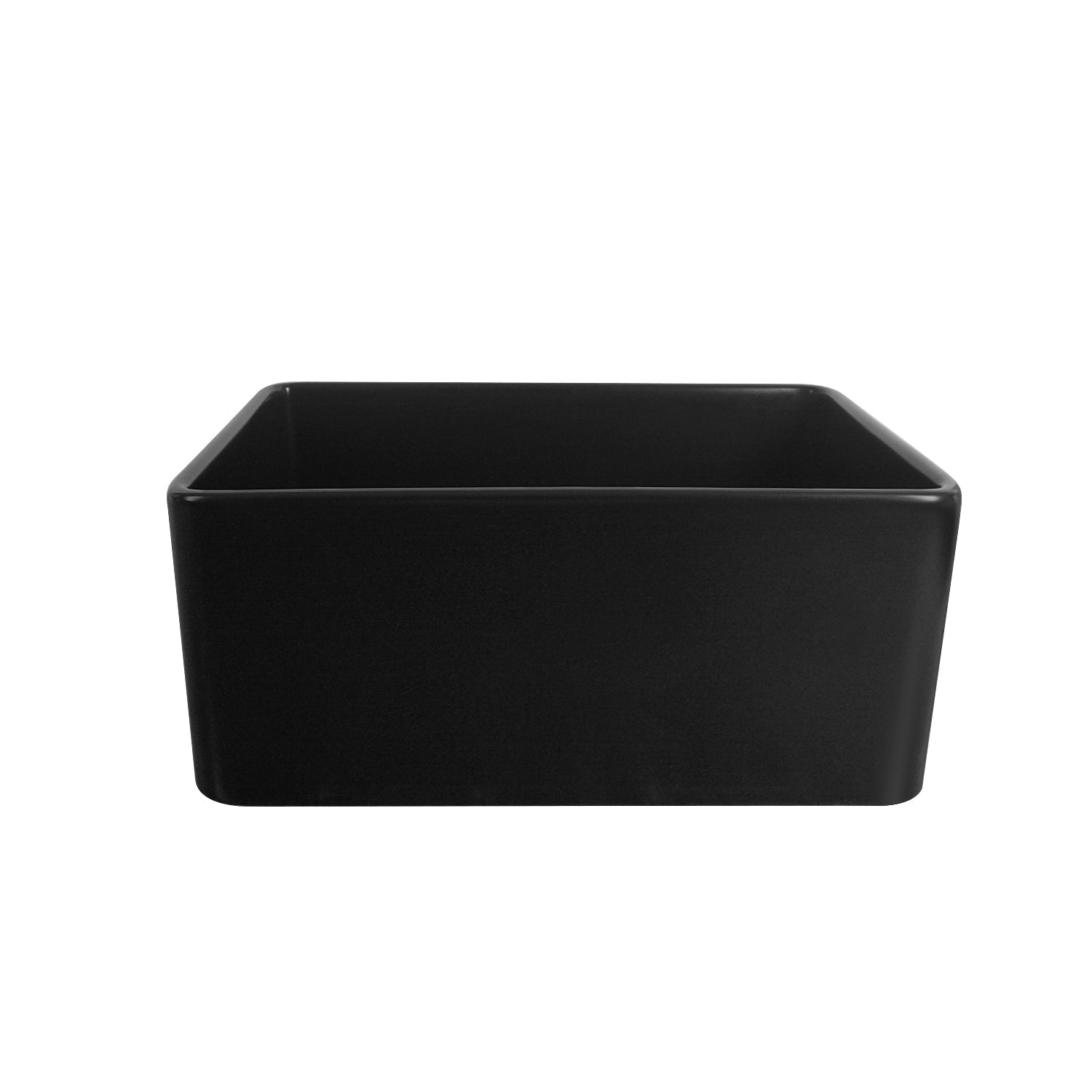 DeerValley Perch 24" Single Bowl Rectangular Black Fireclay Large Capacity Farmhouse Kitchen Sink With Basket Strainer Drain and Grid