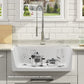 DeerValley Perch 24" Single Bowl Rectangular White Ceramic Farmhouse Kitchen Sink With Basket Strainer Drain and Grid