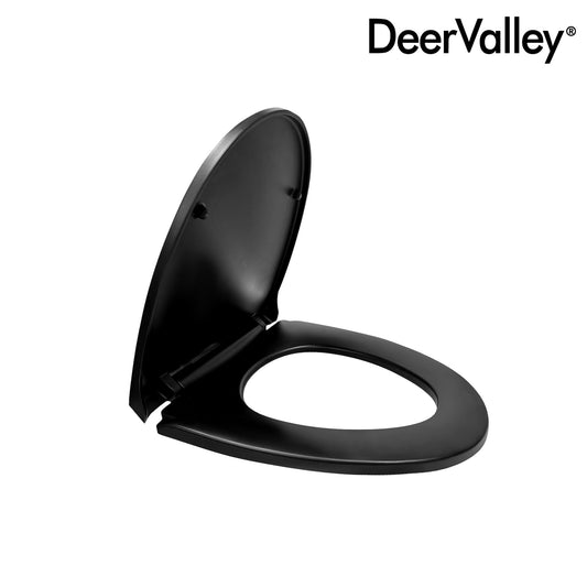 DeerValley Quick-Release Soft-Close Elongated Black Urea Formaldehyde Resin (UF) Toilet Seat (Fit with DV-1F0027)