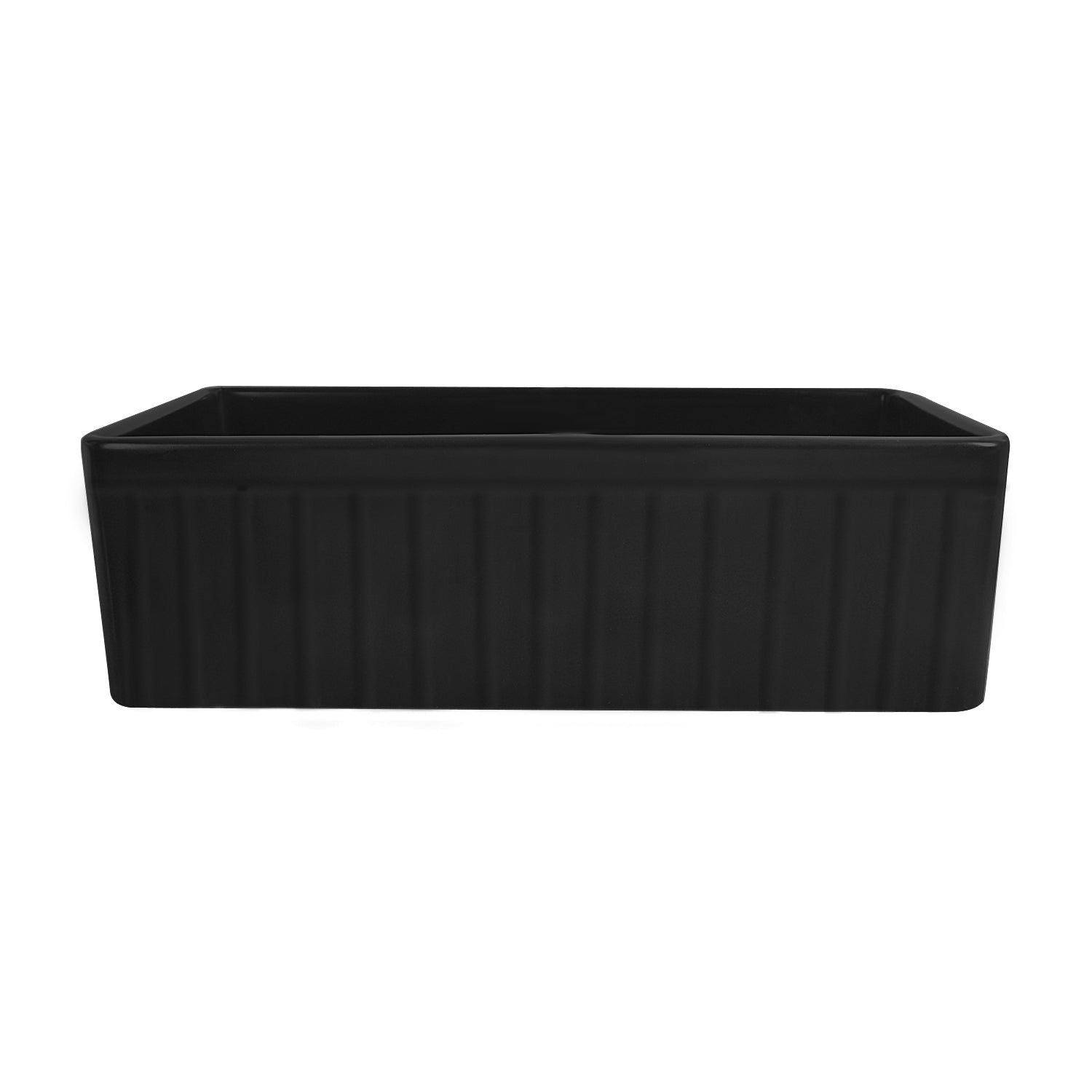 DeerValley Solstice 33" Single Bowl Rectangular Black Fireclay Seamless Farmhouse Kitchen Sink With Basket Strainer Drain and Grid