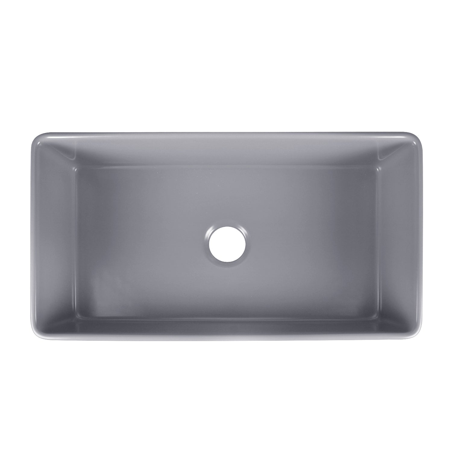 DeerValley Solstice 33" Single Bowl Rectangular Gray Fireclay Easy-Cleaning Farmhouse Kitchen Sink With Basket Strainer Drain and Grid