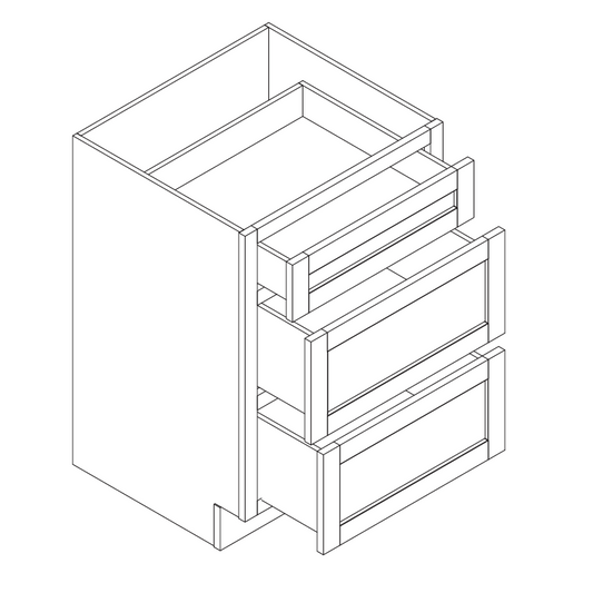 Domain Cabinets 3DB18-CPW-SD Charleston 18" x 35" With 3 Drawers Pure White Wooden Base Drawer Cabinet