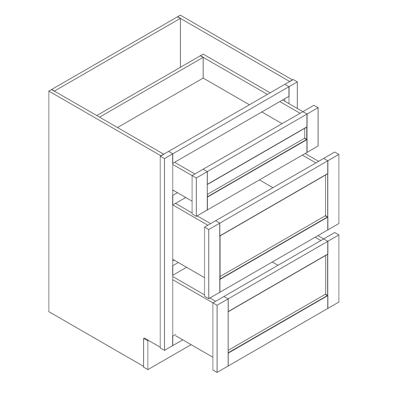 Domain Cabinets 3DB21-CPW-SD Charleston 21" x 35" With 3 Drawers Pure White Wooden Base Drawer Cabinet