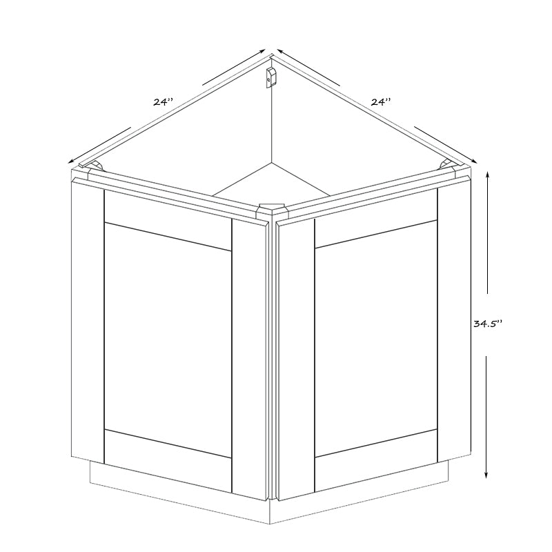 Domain Cabinets AB124-SFPG-VW Valleywood Shaker 24" x 35" With 2 Doors Gray Wooden Base End Angle Cabinet