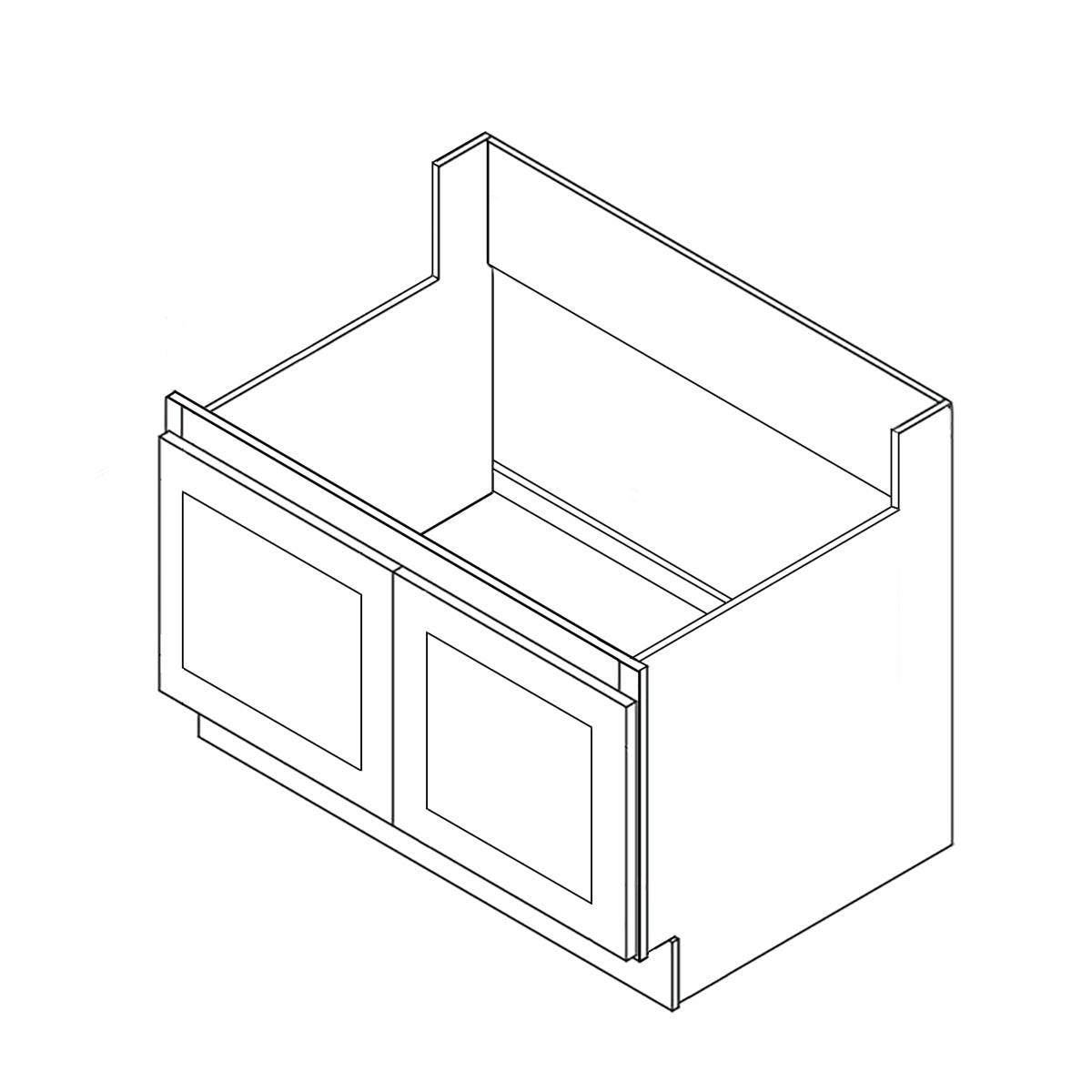 Domain Cabinets APR3621-FLS-IN Frameless Lucca Slab 36" x 21" With 2 Doors Light Brown Wooden Apron Front Sink Base Cabinet