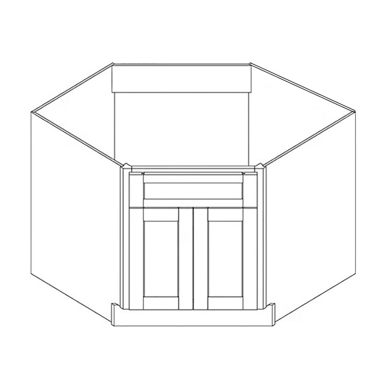 Domain Cabinets ASB42-HCW-BC Hillcrest 42" x 35" With 2 Doors White Wooden Diagonal Sink Base Cabinet