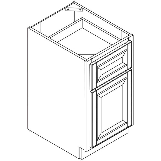 Domain Cabinets B15-AMO-BK American 15" x 35" With 1 Door and 1 Drawer Oak Wooden Base Cabinet