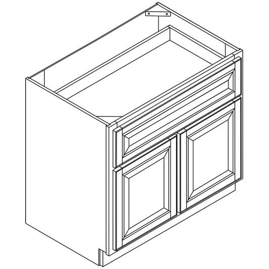 Domain Cabinets B24-AMO-BK American 24" x 35" With 2 Doors and 1 Drawer Oak Wooden Base Cabinet