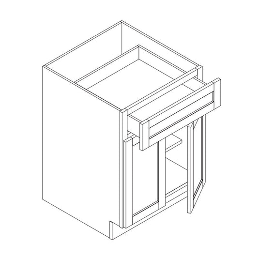 Domain Cabinets B24-EOS-NG Elegant Shaker 24" x 35" With 2 Doors and 1 Drawer Oak Wooden Base Cabinet