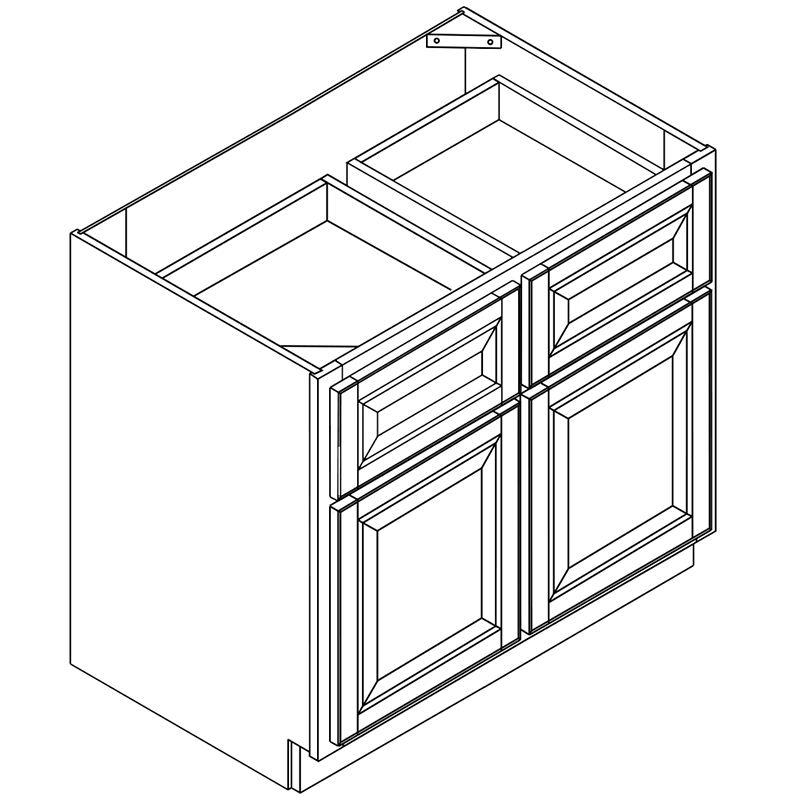 Domain Cabinets B33-CFS-UN Coffee Square 33" x 35" With 2 Doors and 2 Drawers Brown Wooden Base Cabinet