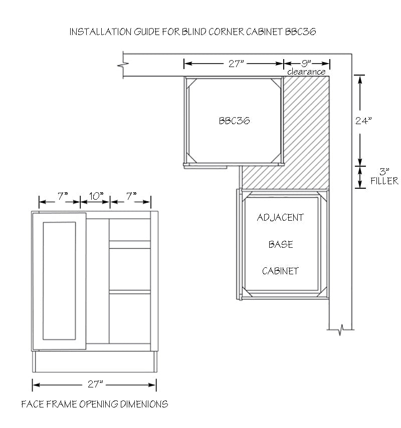 Domain Cabinets BBC36-CJG-SD Coastal Shaker 27" x 35" With 1 Door and 2 Shelves Green Wooden Blind Corner Base Cabinet