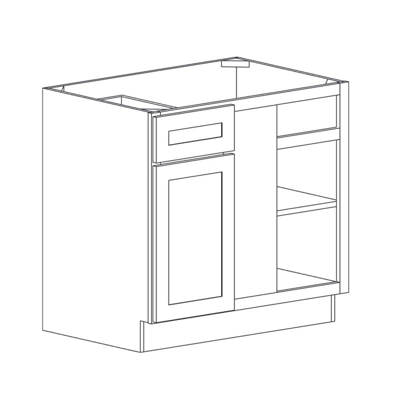 Domain Cabinets BBC39-CHS-SD Charleston Saddle 36" x 35" With 1 Door and 1 Drawer Brown Wooden Blind Corner Base Cabinet