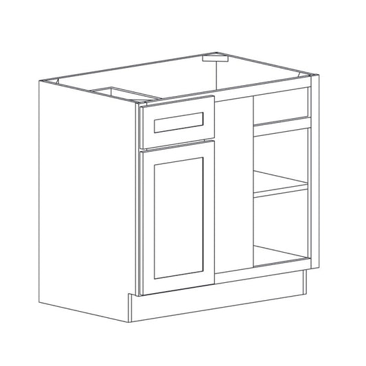 Domain Cabinets BBC39-CPW-SD Charleston 36" x 35" With 1 Doors and 1 Drawer Pure White Wooden Blind Corner Base Cabinet