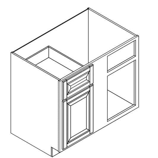 Domain Cabinets BBC42-AMO-BK American 42" x 35" With 1 Drawer and 1 Door Oak Wooden Base Blind Corner Cabinet