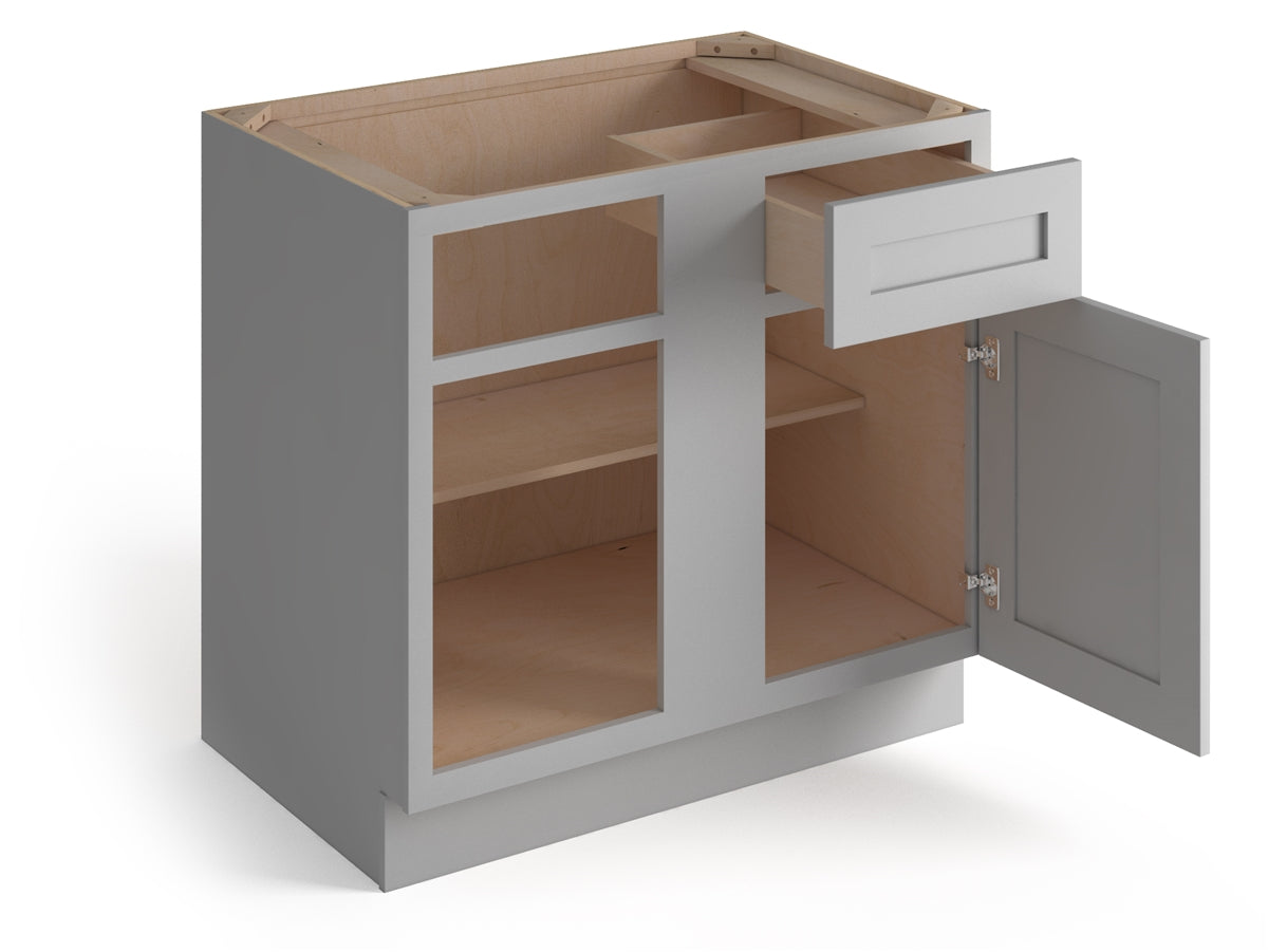 Domain Cabinets BBC42-SFPG-VW Valleywood Shaker 36" x 35" With 1 Door and 1 Drawer Gray Wooden Blind Corner Base Cabinet