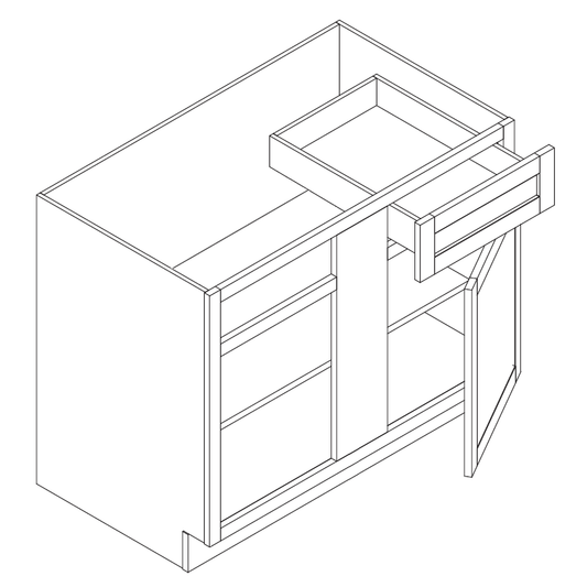 Domain Cabinets BBC42/45-MAW-BC Magnolia 42" x 35" With 1 Door and 1 Drawer Antique White Wooden Blind Corner Base Cabinet