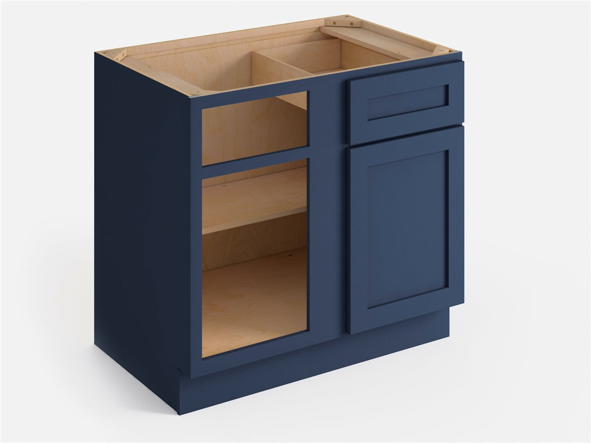 Domain Cabinets BBC45-MBF-VW Valleywood 39" x 35" With 1 Door and 1 Drawer Marine Blue Wooden Base Blind Corner Cabinet