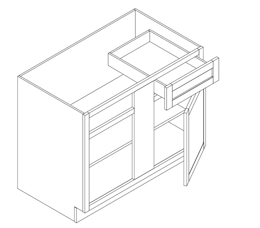 Domain Cabinets BBC45-MBF-VW Valleywood 39" x 35" With 1 Door and 1 Drawer Marine Blue Wooden Base Blind Corner Cabinet