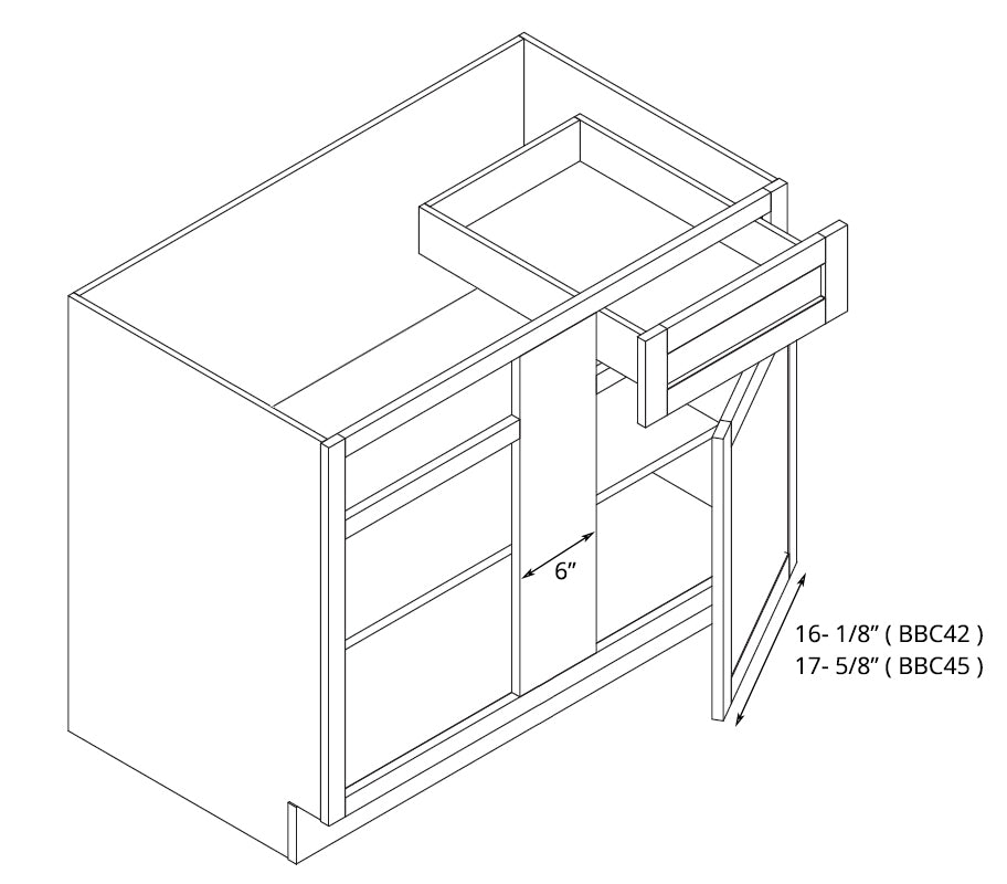 Domain Cabinets BBC45-VIG-VW Valleywood 39" x 35" With 1 Door and 1 Drawer Dusky Gray Wooden Blind Corner Base Cabinet