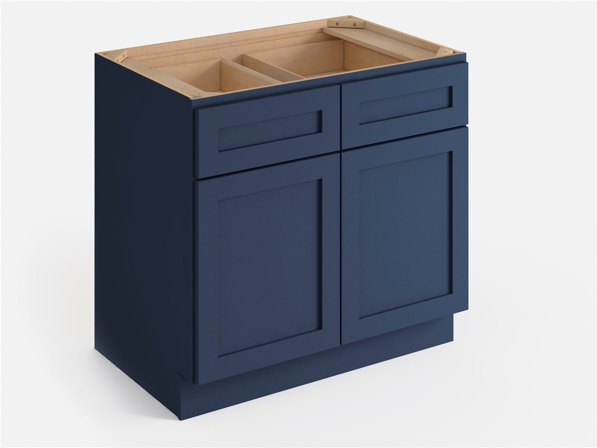 Domain Cabinets BC36-MBF-VW Valleywood 36" x 35" With 2 Doors and 2 Drawers Marine Blue Wooden Base Cabinet