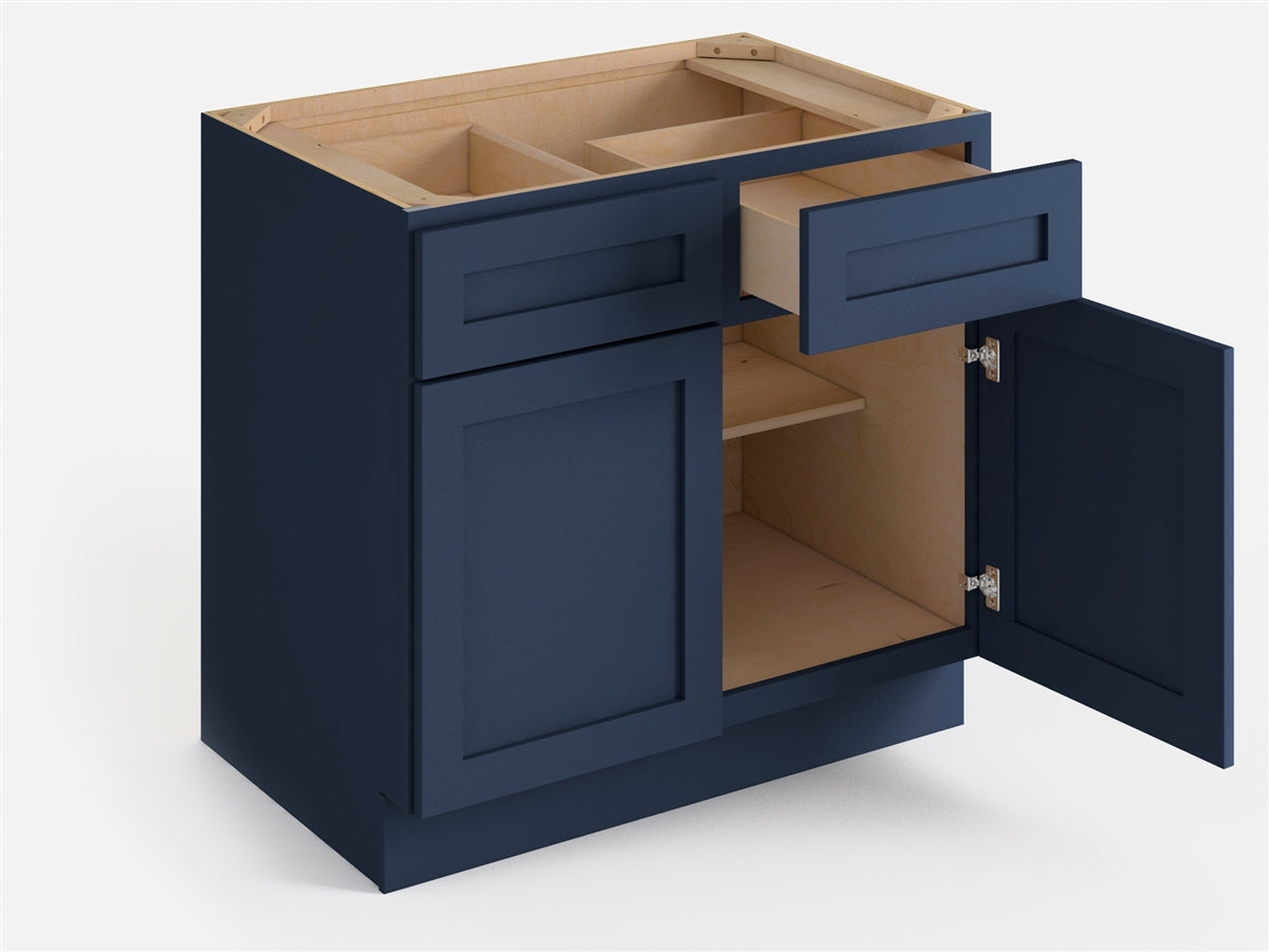 Domain Cabinets BC36-MBF-VW Valleywood 36" x 35" With 2 Doors and 2 Drawers Marine Blue Wooden Base Cabinet