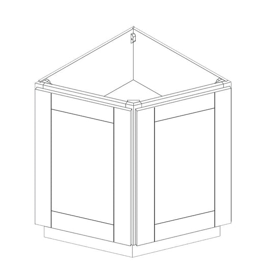 Domain Cabinets BEC24-CSW-SD Coastal 24" x 24" With 2 Doors White Wooden Angle End Base Cabinet