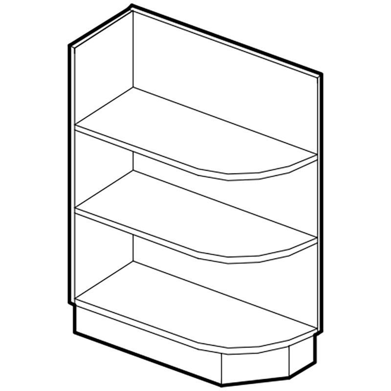 Domain Cabinets BES12L/R-GSQ-UN Ginger Square 12" x 35" With 2 Shelves Light Brown Wooden Open End Shelf