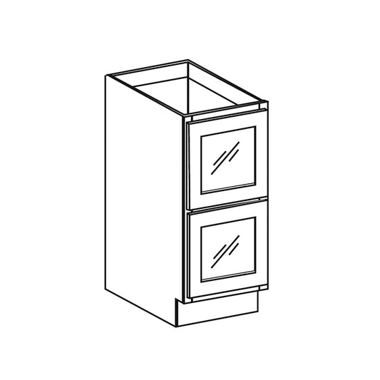 Domain Cabinets BGD15-CHB-BC Charcoal 15" x 35" With 2 Glass Drawer Black Wooden Base Cabinet