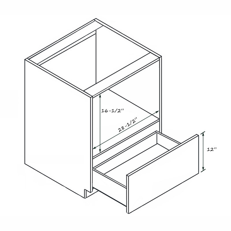 Domain Cabinets BMC30-LQW-UN Lacquer 30" x 35" With 1 Drawer White Wooden Microwave Base Drawer Cabinet