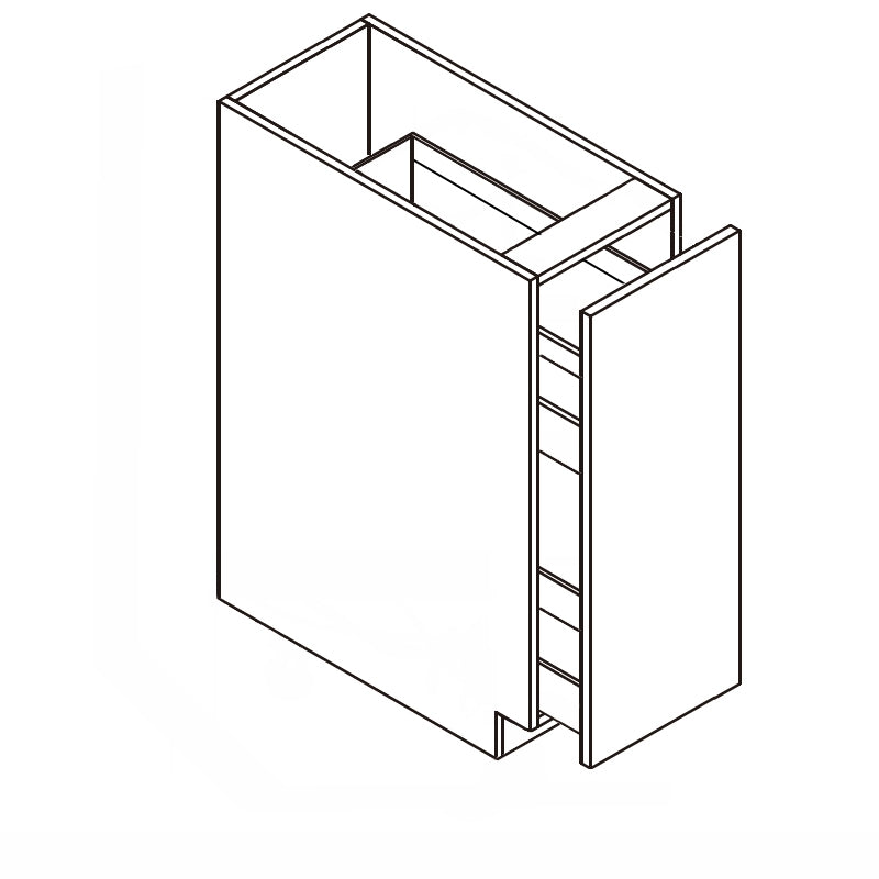 Domain Cabinets BSH12-FWG-IN Frameless 12" x 35" With 1 Drawer White Gloss Wooden Spice PullOut Base Cabinet