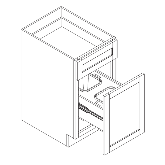 Domain Cabinets BT18 -MGS-IN Malibu 18" x 35" With Double Bin Gray Wooden Trash Pullout Cabinet