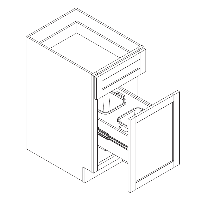 Domain Cabinets BT18 -MWS-IN Malibu 18" x 35" With Double Bin White Wooden Trash PullOut Base Cabinet