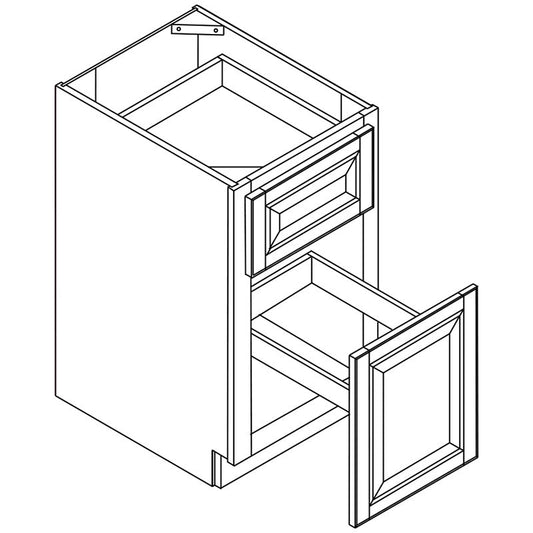 Domain Cabinets BTC18-GSQ-UN Ginger Square 18" x 35" With 2 Drawers Light Brown Wooden Trash Pullout Cabinet