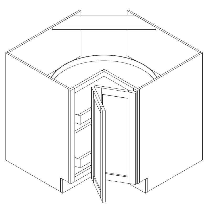 Domain Cabinets CB33-SFPG-VW Valleywood Shaker 33" x 35" With 1 Folding Door Gray Wooden Lazy Susan Base Cabinet