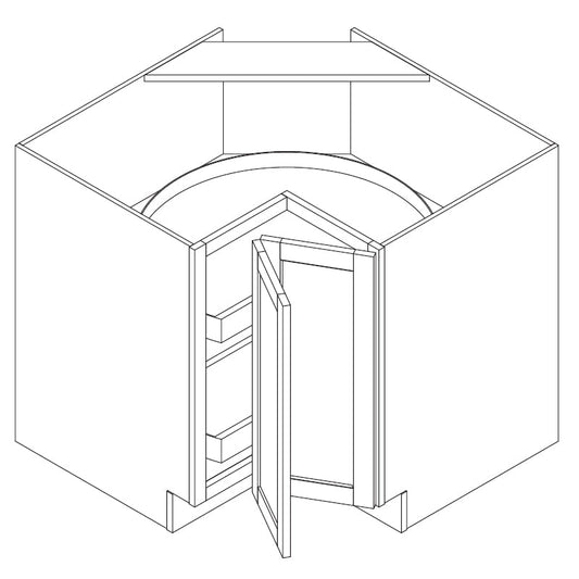 Domain Cabinets CB33-SFPG-VW Valleywood Shaker 33" x 35" With 1 Folding Door Gray Wooden Lazy Susan Base Cabinet
