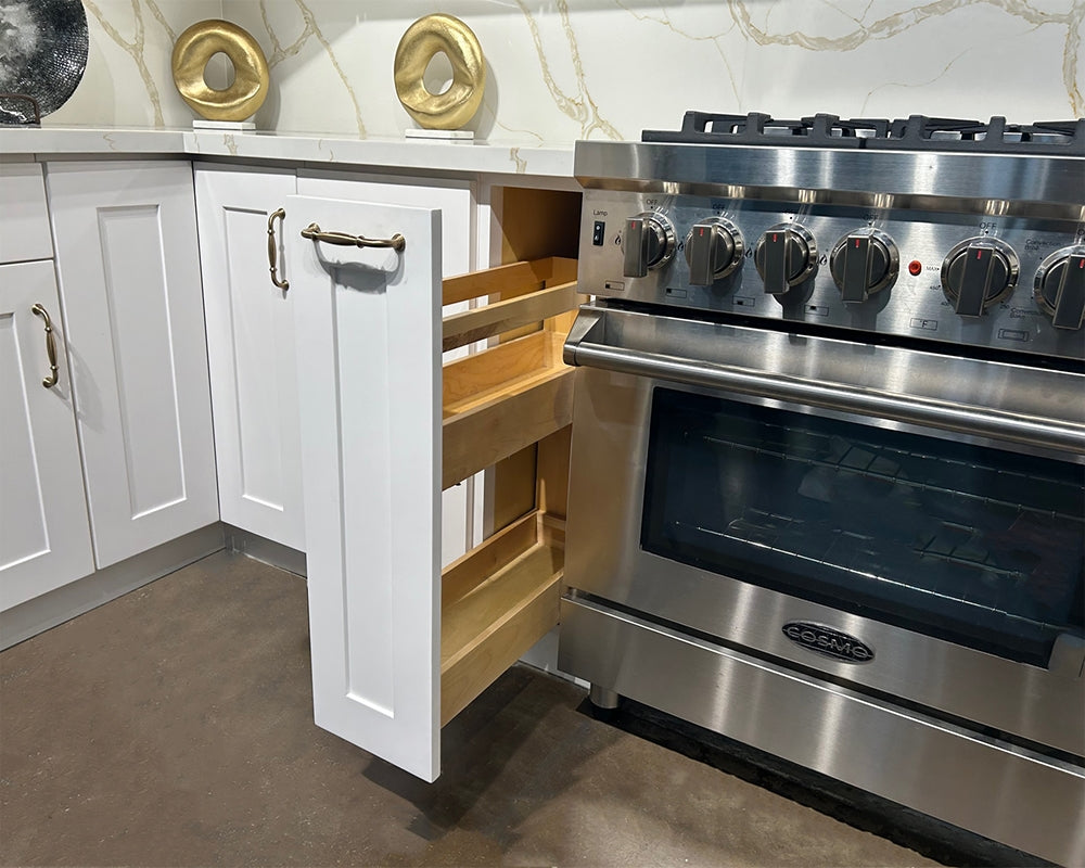 Domain Cabinets Cali 12" x 35" With 1 Drawer White Wooden Shaker Base Spice Pullout Drawer