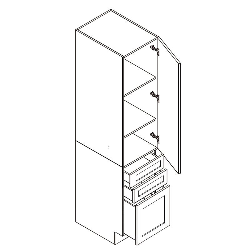 Domain Cabinets Cali 18" x 35" With Bottom Base 3 Drawers White Wooden Shaker Base Pantry Cabinet