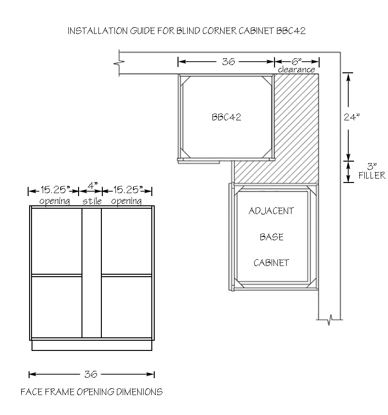 Domain Cabinets Cali 42" x 35" With 1 Shelf White Wooden Shaker Base Blind Corner Cabinet