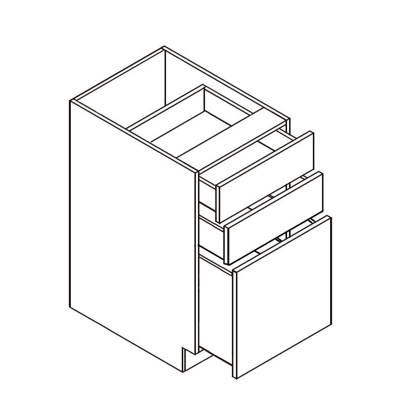 Domain Cabinets DB15-FWG-IN Frameless 15" x 35" With 3 Drawers White Gloss Wooden Base Cabinet
