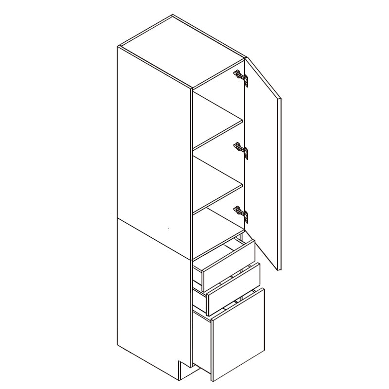 Domain Cabinets DB18(T)-FWG-IN Frameless 18" x 35" With 3 Bottom Drawers White Gloss Wooden Single Pantry Cabinet