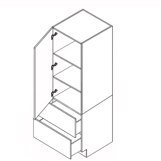 Domain Cabinets DB24(T)-FLS-IN Frameless Lucca Slab 24" x 35" With 1 Door and 2 Drawers Light Brown Wooden Single Pantry Cabinet