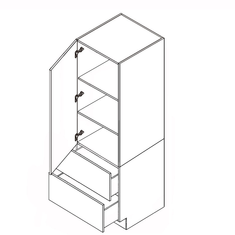 Domain Cabinets DB24(T)-FWG-IN Frameless 24" x 35" With 2 Bottom Drawers White Gloss Wooden Single Pantry Cabinet