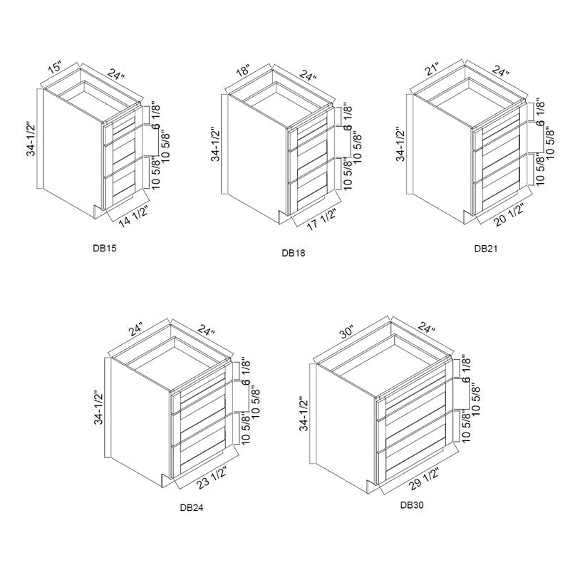 Domain Cabinets DB30-SWS-NG Supreme 30" x 35" With 3 Drawers White Wooden Base Drawer Cabinet