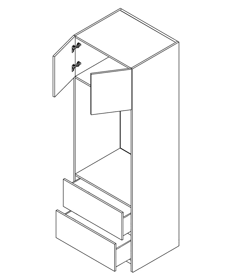 Domain Cabinets DB30(O)-FBS-IN Frameless 30" x 35" With 2 Doors and 2 Drawers Bella Slab Wood Oven Cabinet