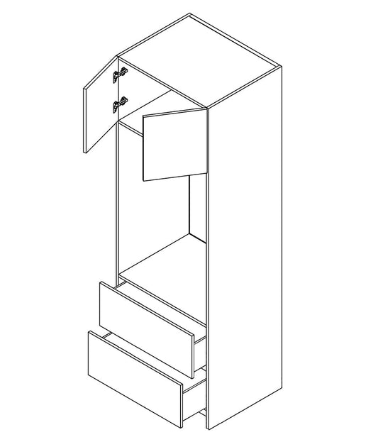 Domain Cabinets DB30(O)-FBS-IN Frameless 30" x 35" With 2 Doors and 2 Drawers Bella Slab Wood Oven Cabinet